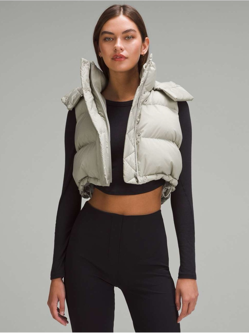 Wunder Puff Cropped Vest in Black